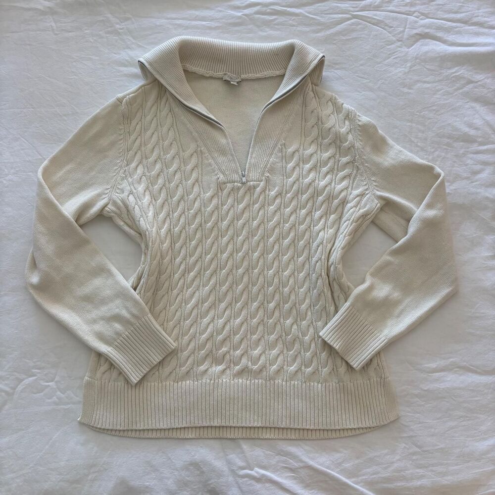 Talbots Women's Cream and White Jumper